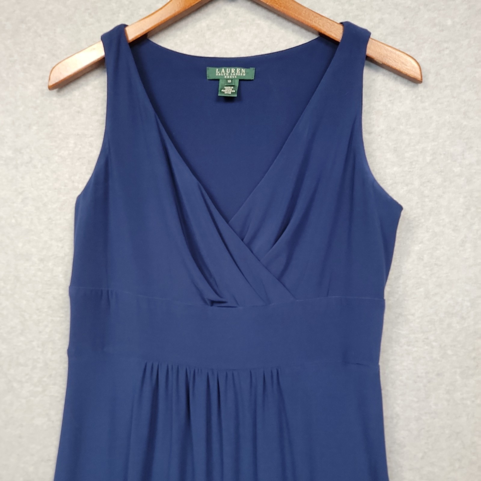 Lauren Ralph Lauren Sz 10 Surplice Maxi Dress Blue Sleeveless Wedding Travel